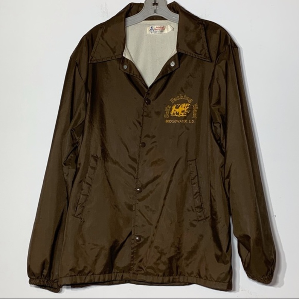 EUC Vintage Admiral‎ Sportswear Brown Nylon Snap Front Lined Windbreaker Jacket